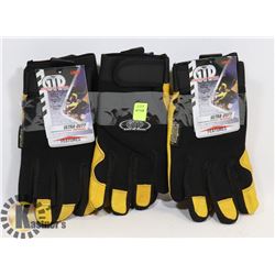 3 PAIRS OF LARGE WORK GLOVES W/ LEATHER