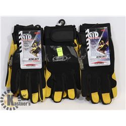 3 PAIRS OF LARGE WORK GLOVES W/ LEATHER