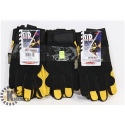 3 PAIRS OF LARGE WORK GLOVES W/ LEATHER