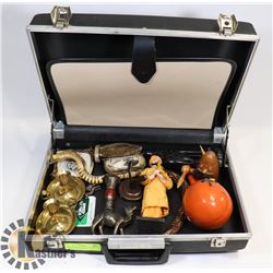 VINTAGE BRIEFCASE FULL OF VINTAGE DECORATION