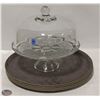 Image 1 : GLASS CAKE DISPLAY STAND & 4 SERVING TRAYS