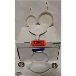 LOT OF ASSORTED DISHWARE INCL. CERAMIC SKILLET