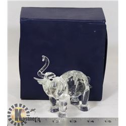 SMALL CRYSTAL RAISED TRUNKED ELEPHANT FIGURE