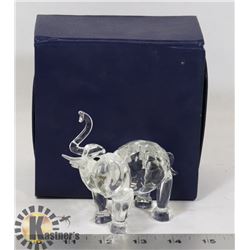 SMALL CRYSTAL RAISED TRUNKED ELEPHANT FIGURE