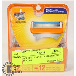 LOT OF 12 NEW GILLETTE FUSION 5 BLADES