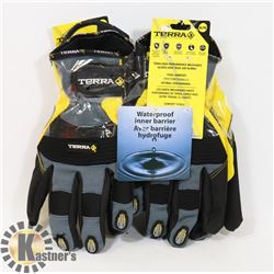 2 PAIRS OF XL TERRA DOUBLE-LINED MECHANICS GLOVES