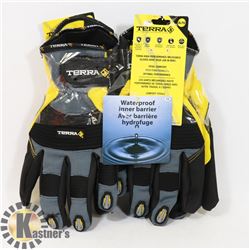 2 PAIRS OF XL TERRA DOUBLE-LINED MECHANICS GLOVES