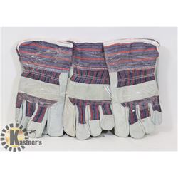 3 PAIRS OF LINED WORK GLOVES