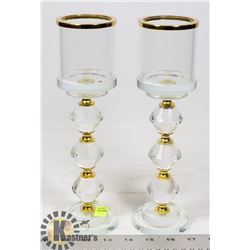 LOT OF 2 CRYSTAL CANDLE HOLDERS