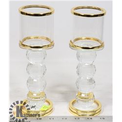 LOT OF 2 CRYSTAL CANDLE HOLDERS
