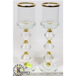LOT OF 2 CRYSTAL CANDLE HOLDERS