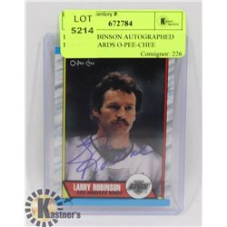 LARRY ROBINSON AUTOGRAPHED HOCKEY CARDS O-PEE-CHEE
