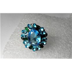 11)  SILVER TONE COCKTAIL RING  WITH