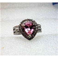 7)  PALE PINK CZ WITH WHITE CZ CRYSTALS