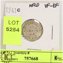 1941 NEWFOUNDLAND SILVER 10 CENT COIN