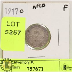 1917 NEWFOUNDLAND SILVER 10 CENT COIN