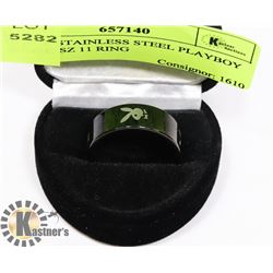 BLACK STAINLESS STEEL PLAYBOY BUNNY SZ 11 RING