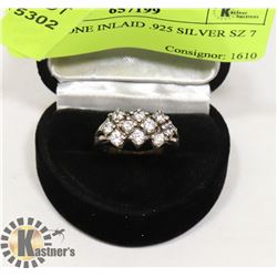 GEM STONE INLAID .925 SILVER SZ 7 RING