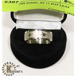 STAINLESS STEEL SZ 11 POT LEAF RING