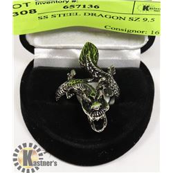 STAINLESS STEEL DRAGON SZ 9.5 RING