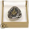 Image 1 : SILVER TONE, GOLD EMBLEM FREE MASONS RING SZ 11