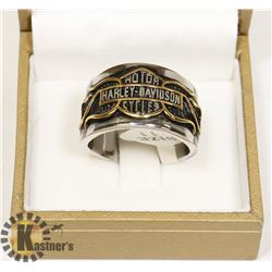 HARLEY DAVIDSON RING SILVER/GOLD WRITING SZ 11
