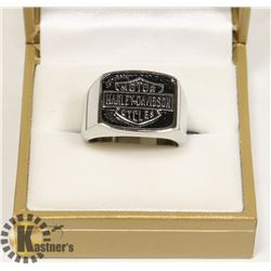HARLEY DAVIDSON SILVER TONE LOGO RING SZ9