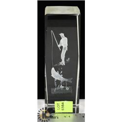 CRYSTAL HOLOGRAM OF MAN FISHING