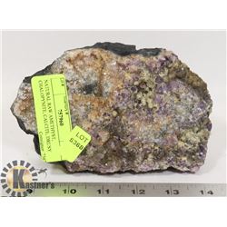 NATURAL RAW AMETHYST, CHALOPYNITE, CALCITE, DRUSY
