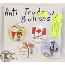SET OF 4 ANTI-TRUDEAU COLLECTOR BUTTONS