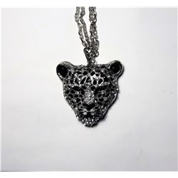 9)  SILVER TONE WITH BLACK ENAMEL AND