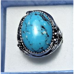 11) LARGE OVAL TURQUOISE  RING WITH