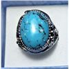 Image 1 : 11) LARGE OVAL TURQUOISE  RING WITH