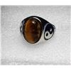 Image 1 : 15) OVAL NATURAL TIGER'S EYE RING SET