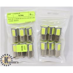 LOT OF 12 NEW RV/AUTO LED BULBS - COOL WHITE