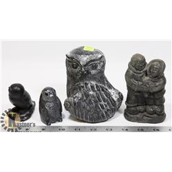 SOAPSTONE STYLE OWL A WOLF ORIGINAL 5"H .