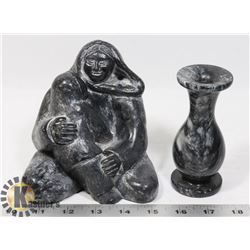 A WOLF ORIGINAL 4.5" FIGURE AND SOAPSTONE