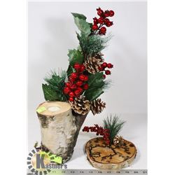 SET OF 2 BIRCH HOLIDAY CENTERPIECES