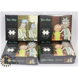 LOT OF 4 RICK & MORTY 200PC 9"X11" PUZZLES.