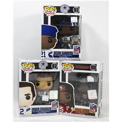 LOT OF 3 FUNKO POPS INCLUDING ROGER STAUBACH #82,