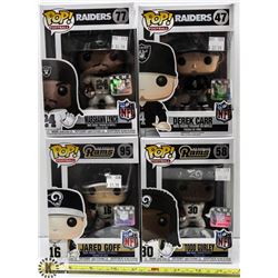 LOT OF 4 NFL FUNKO POP VINYL FIGURES INCL 2