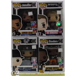 LOT OF 4 NFL FUNKO POP VINYL FIGURES.