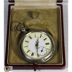 ANTIQUE KEY WOUND POCKET WATCH IN CASE.