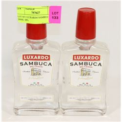 LOT OF 2 LUXARDO SAMBUCA 200ML 38%
