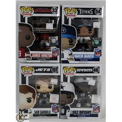 LOT OF 4 ASSORTED FUNKO POP VINYL FIGURES.