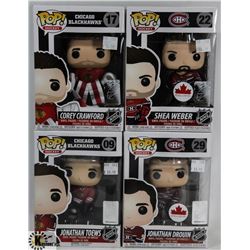 LOT OF 4 ASSORTED FUNKO POP VINYL FIGURES.