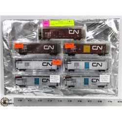 LOT OF 7 TRAIN CARS. CN BOXCAR & REEFERS