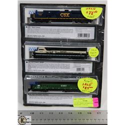 LOT OF 3 TRAIN LOCOMOTIVES IN PACKAGING , N-SCALE