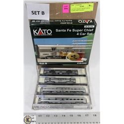 LOT OF 4 TRAIN CAR SET, SET B SUPER CHIEF N-SCALE