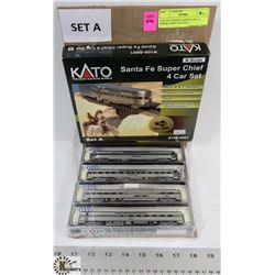 LOT OF 4 TRAIN CAR SET, SET A SUPER CHIEF N-SCALE